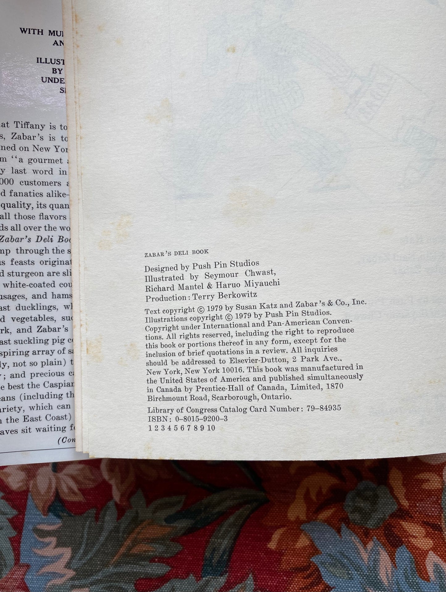 Zabar's Deli Book by Susan Katz
